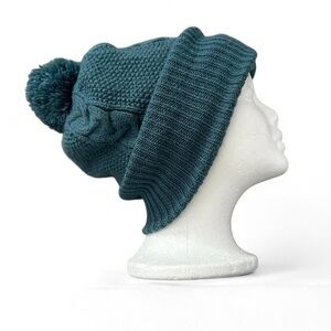 The North Face Teal Knit Beanie with Pom-Pom